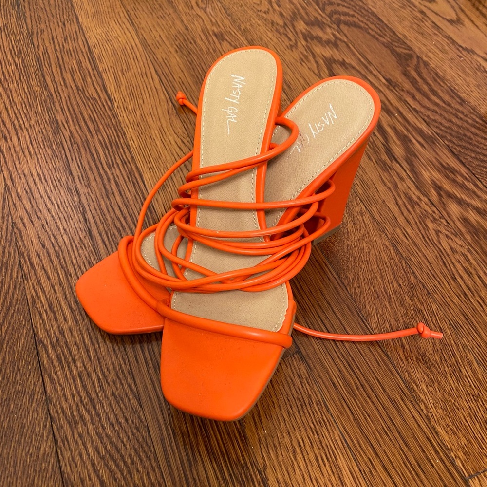 NWOT Nasty Gal Orange Strappy Heels